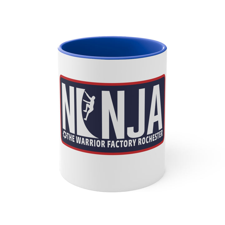 Ninja Warrior Factory Rochester 11oz Accent Mug — Red-Handle Coffee Cup
