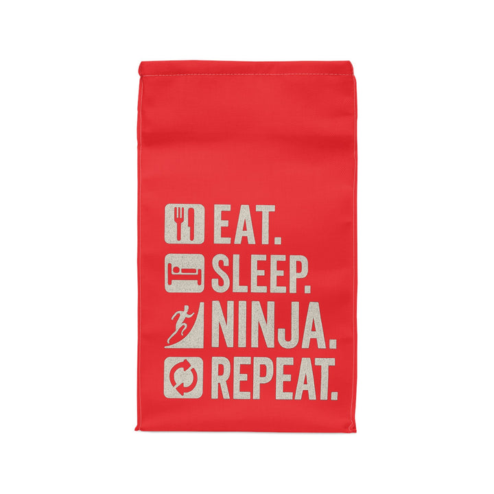 Polyester Lunch Bag — Eat. Sleep. Ninja. Repeat. Red Sports Lunch Tote