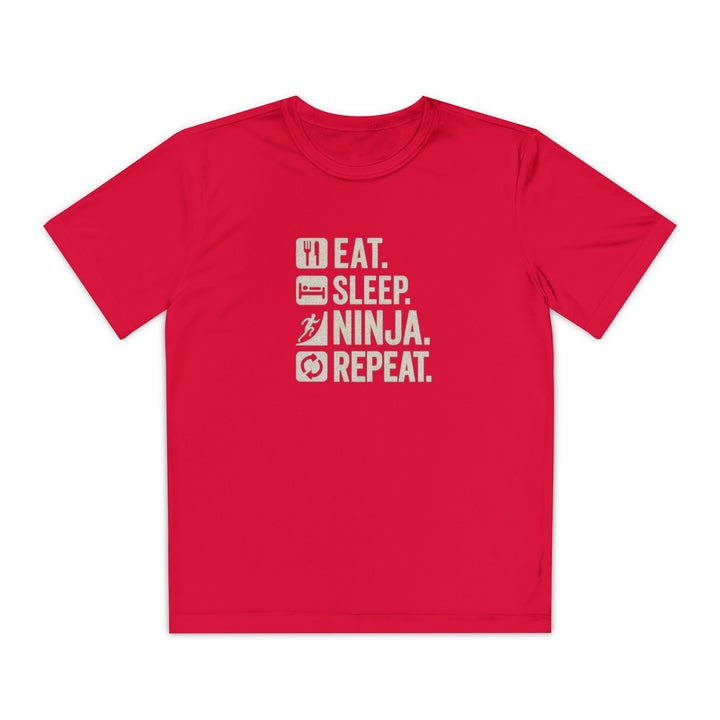 Youth Ninja Tee — "Eat. Sleep. Ninja. Repeat."