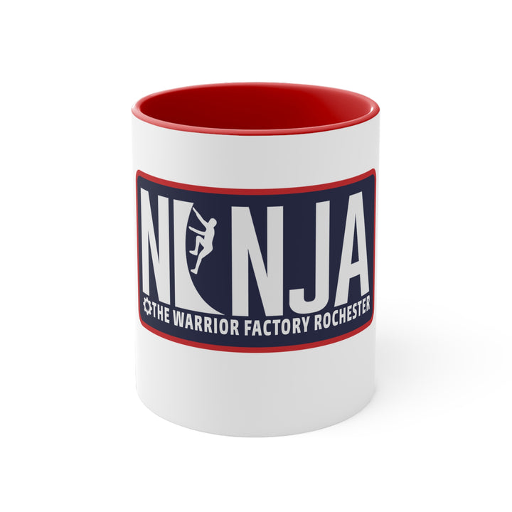 Ninja Warrior Factory Rochester 11oz Accent Mug — Red-Handle Coffee Cup