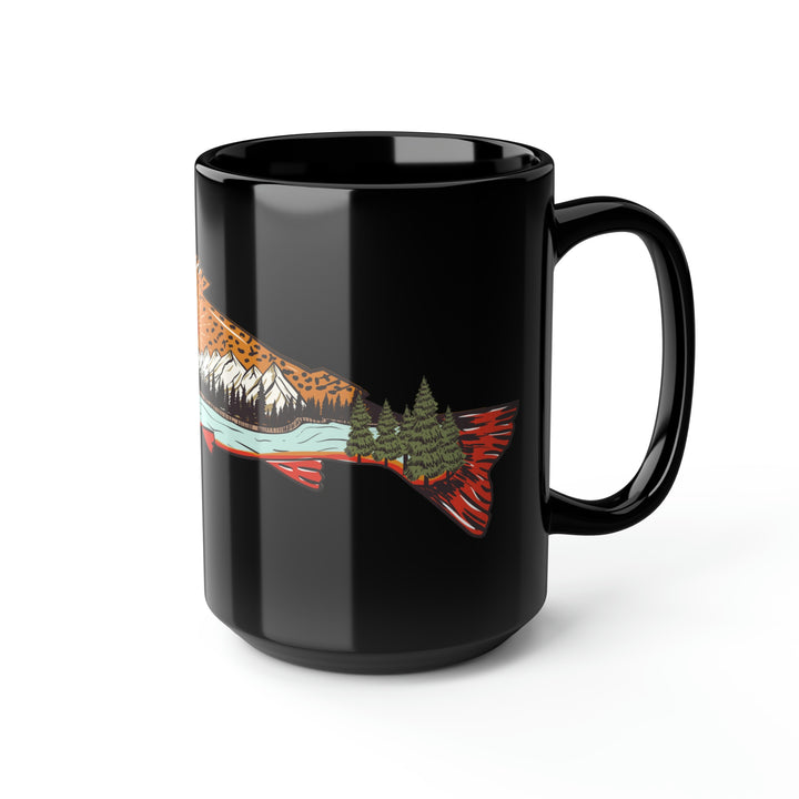 Trout with Mountains, 15oz Coffee Mug