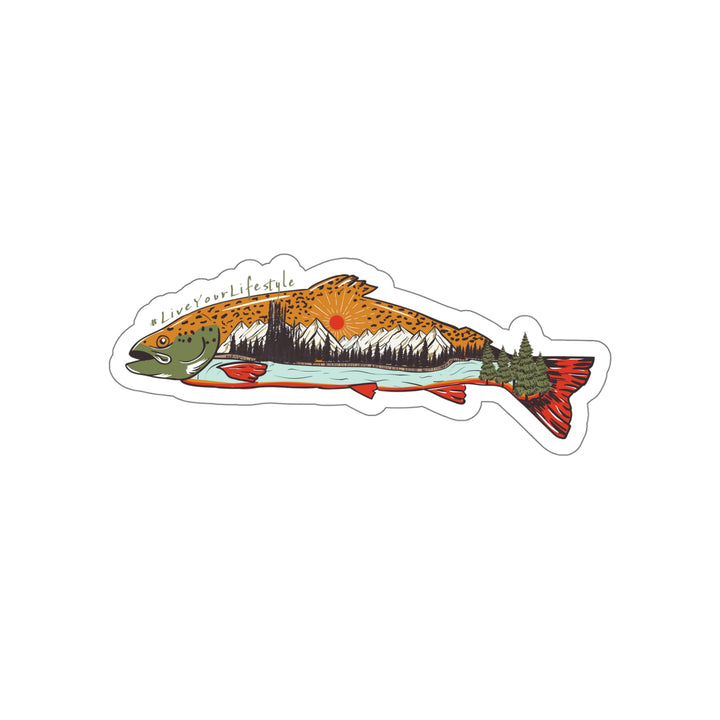 Live Your Lifestyle Trout & Mountains - 6" Die Cut Decal