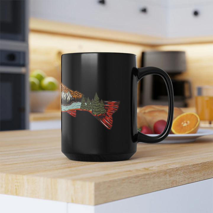 Trout with Mountains, 15oz Coffee Mug