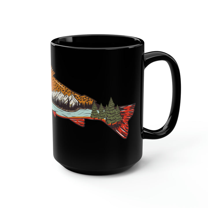 Trout with Mountains, 15oz Coffee Mug