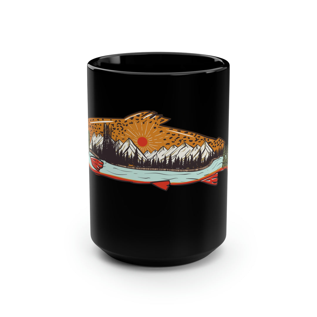 Trout with Mountains, 15oz Coffee Mug
