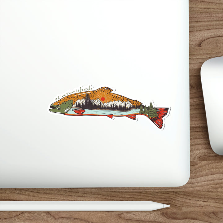 Live Your Lifestyle Trout & Mountains - 6" Die Cut Decal